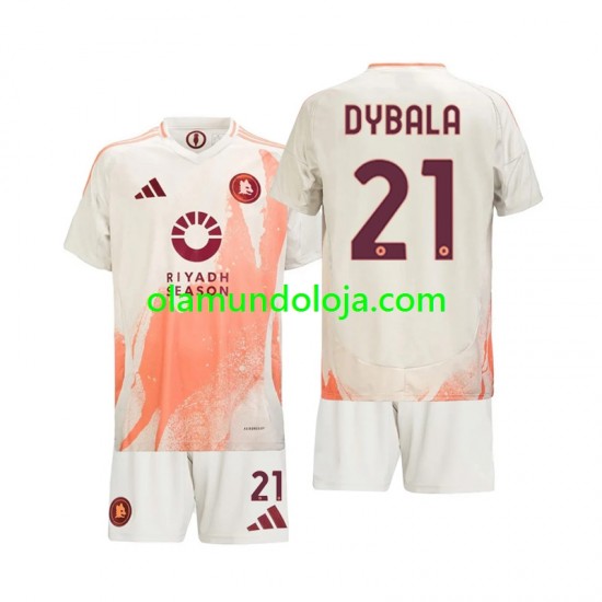 Camisola AS Roma Paulo Dybala 21 Criança Equipamento Segundo 2024-2025 Manga Curta